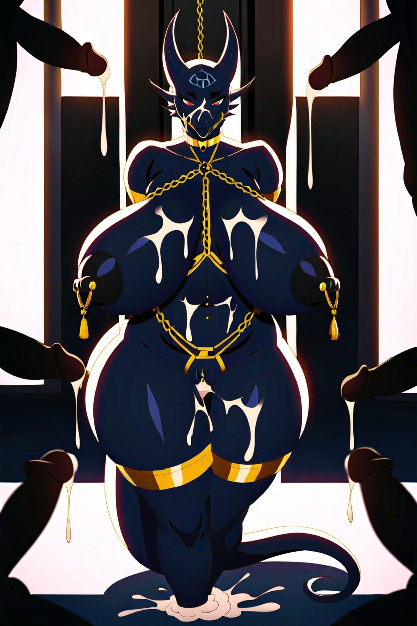 Black Scales, Golden Choker And Golden Chains, Milf AI獸人黃片