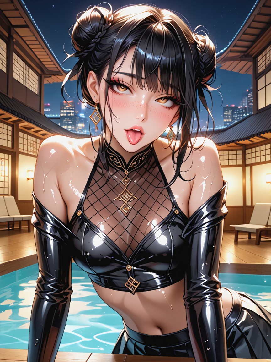 Ultra Detailed, Luxurious Metallic Black Ankle Boots, Panoramic Seoul View Hentai AI Porn