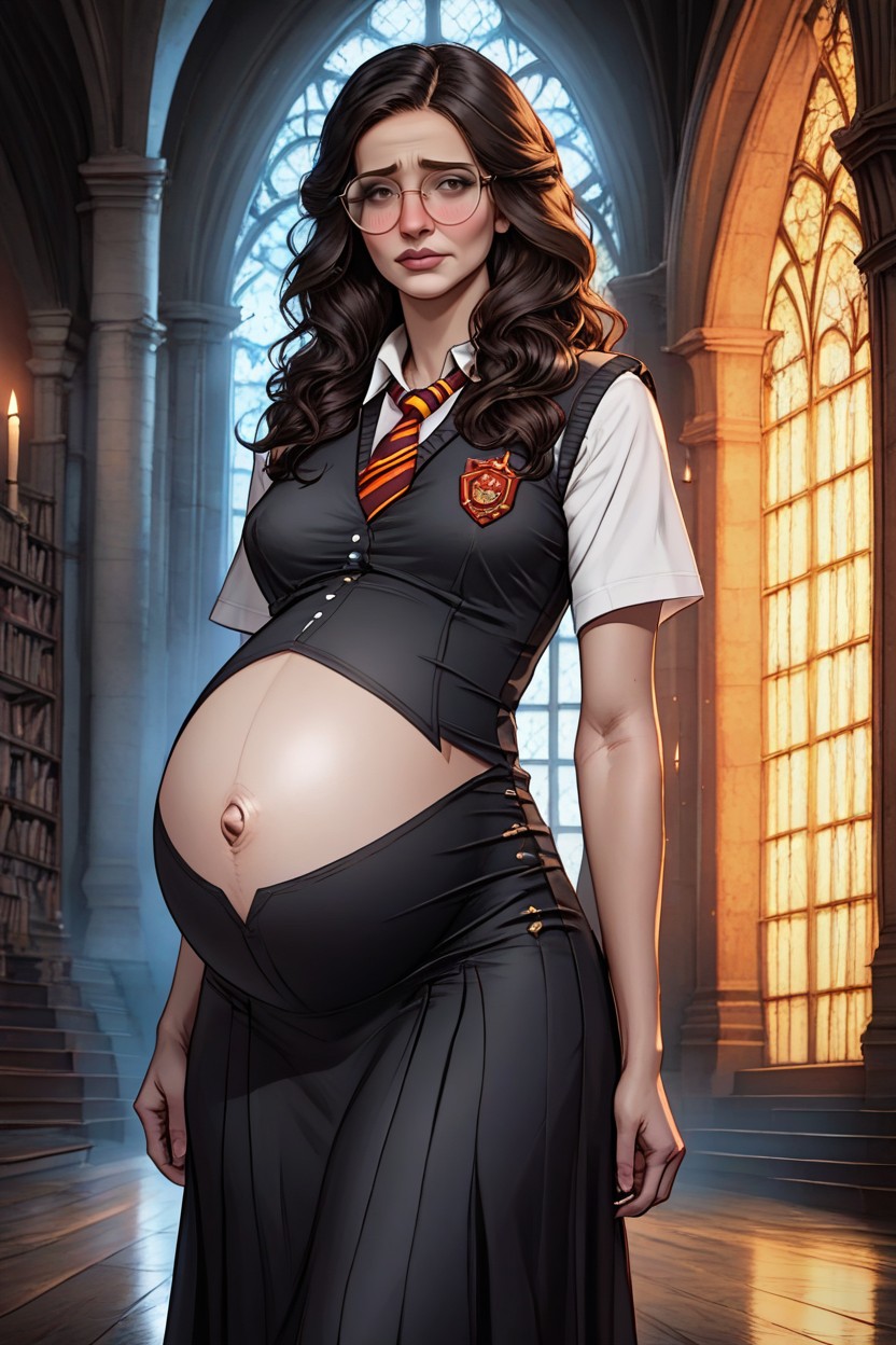 Fully Clothed, Dark Hair, Hourglass Body AI Porn