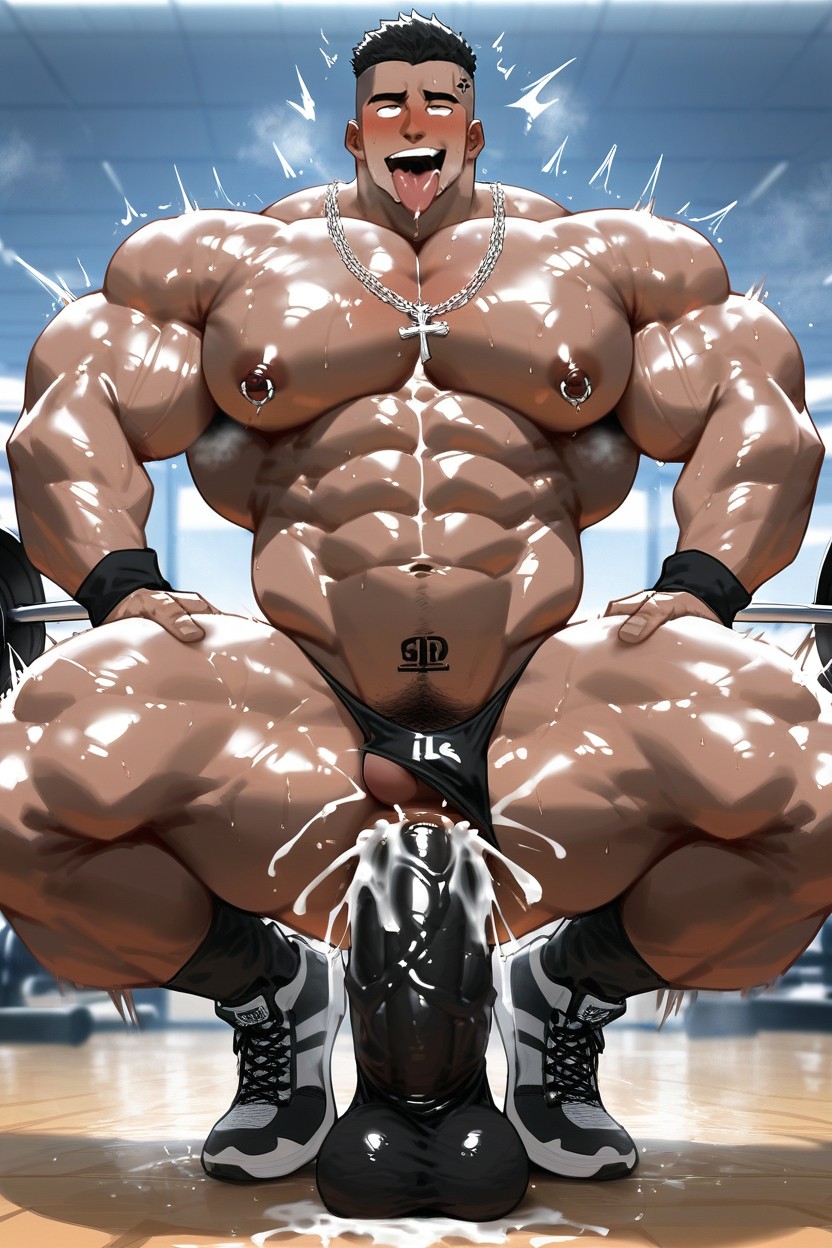 Sitting Fuck, Squatting Position, Big Bodybuilder Hard Fuck AI Gay Porn