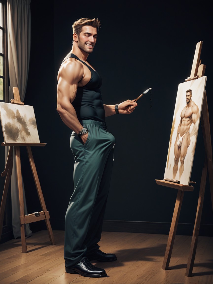 A Man, Side View, 25+ AI Gay Porn