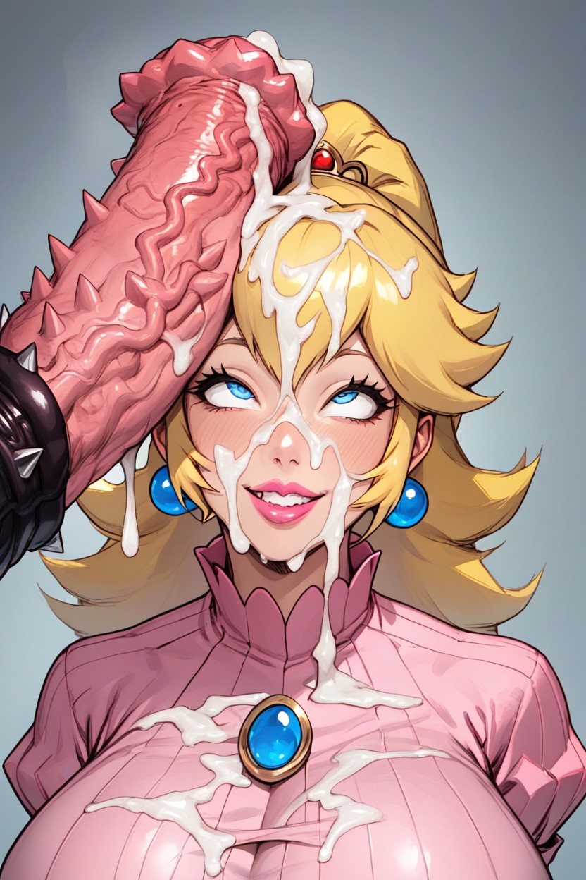 Eyes Squinting, Massive Cum Puddle, Cum On Thigh Hentai AI Porn