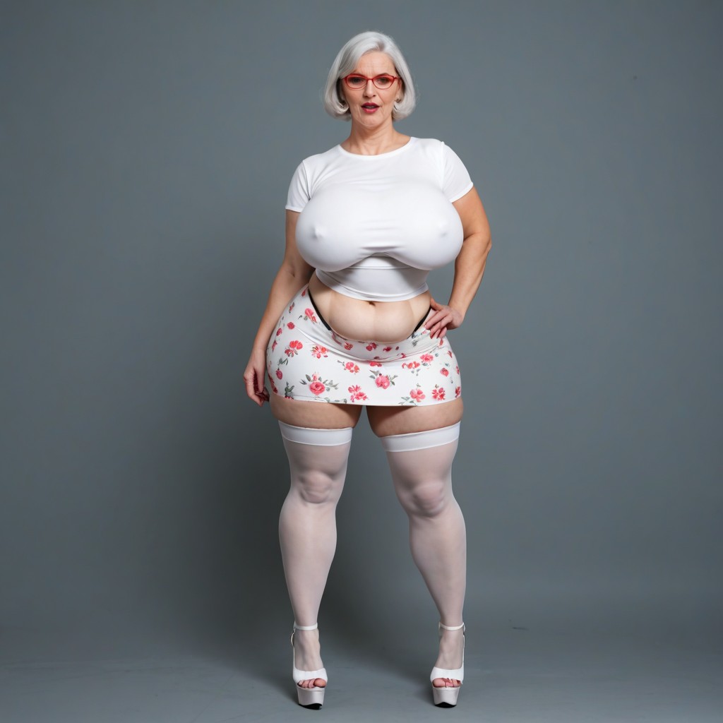Short Sleeves, Giant Boobs, Side View AI Porn