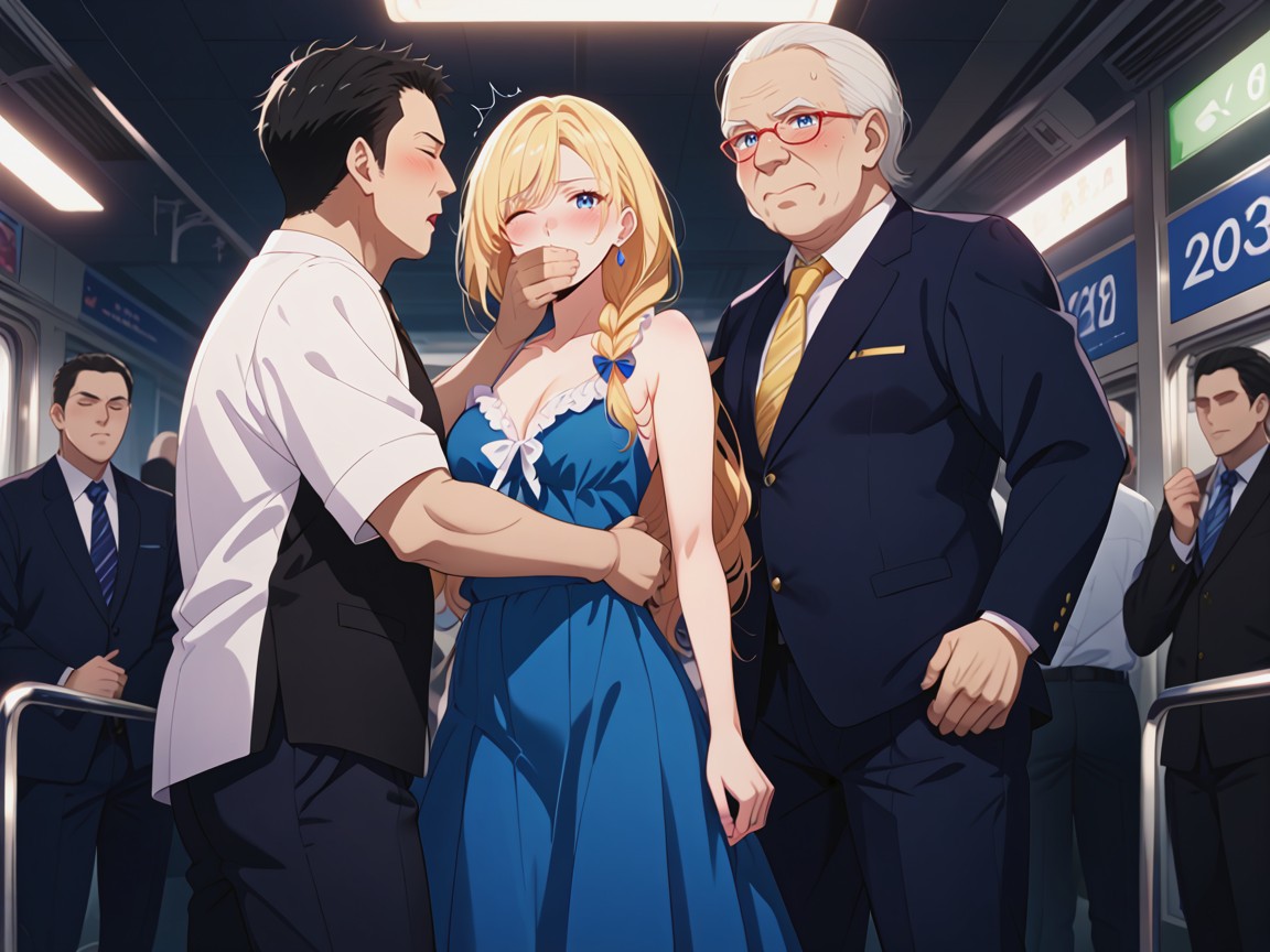 25+, Blond Long Hair, Too Many Men Hentai AI Porn