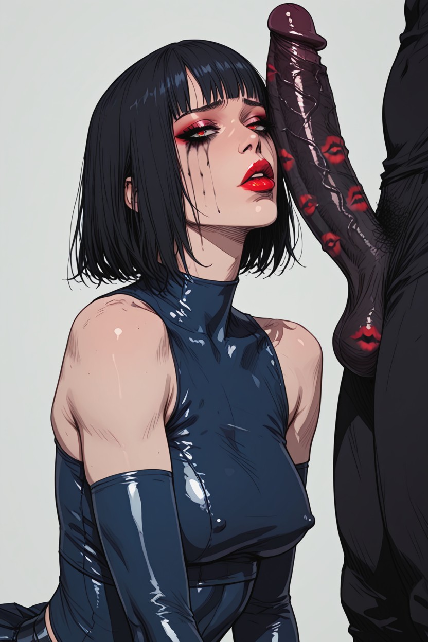 Femboybody, Mouth Open, Red Lipstick AI Porn