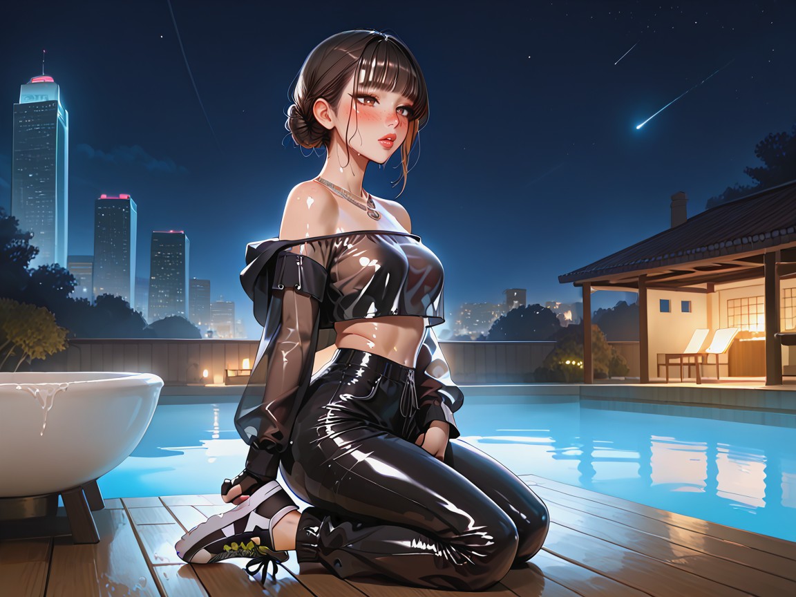 Panoramic Seoul View, Oiled Skin, Detailed Eyes Hentai AI Porn