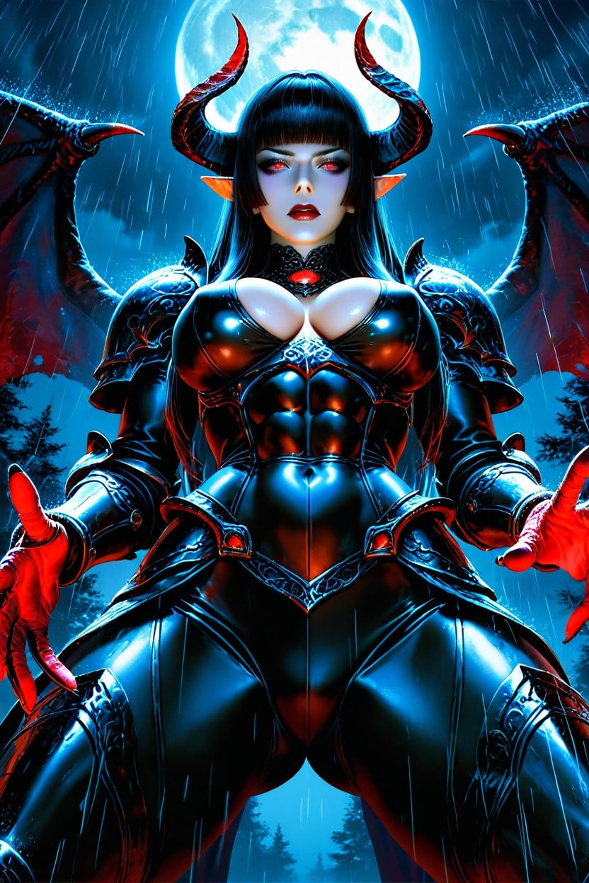 Pale Moonlight, Demon Horns, Spreading Legs AI Porn