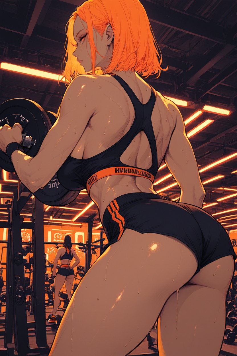18+, Neon Orange Tones, High Resolution Hentai AI Porn