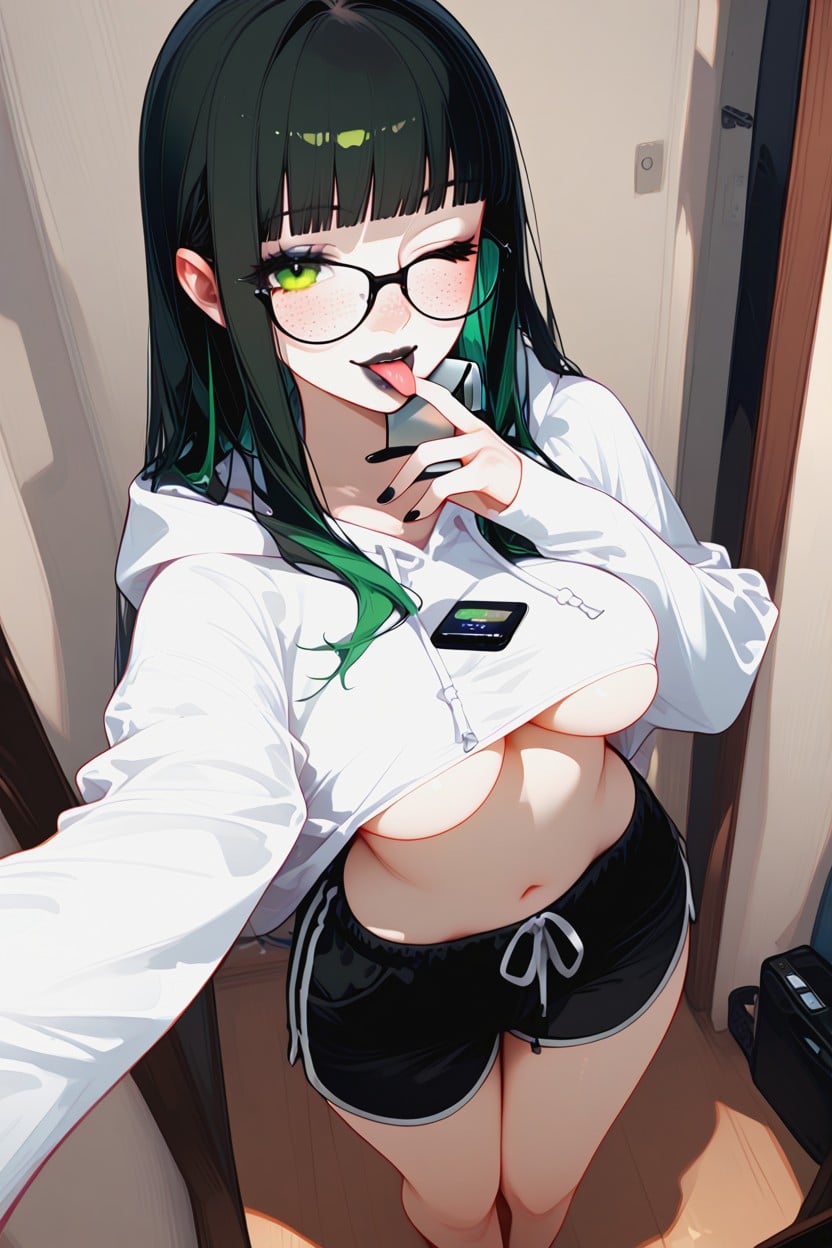 Finger In Mouth, Goth, Top Down Hentai AI Porn
