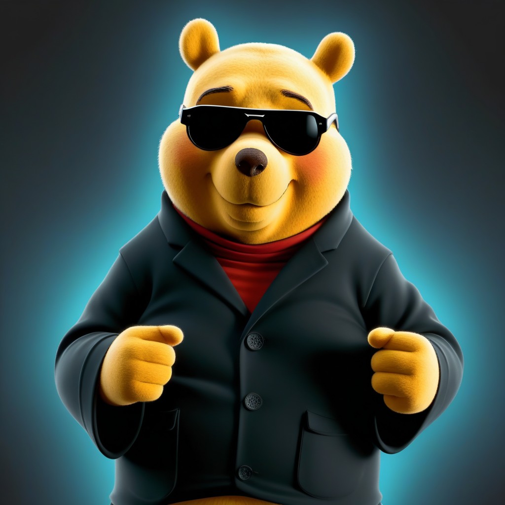 Winnie The Pooh Hands Apart, Serious Expression, Bald AI Porn