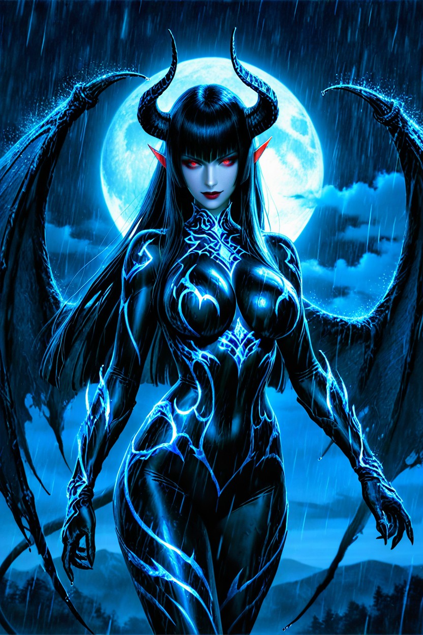 Pale Moon, Blunt Bangs, Succubus AI Porn