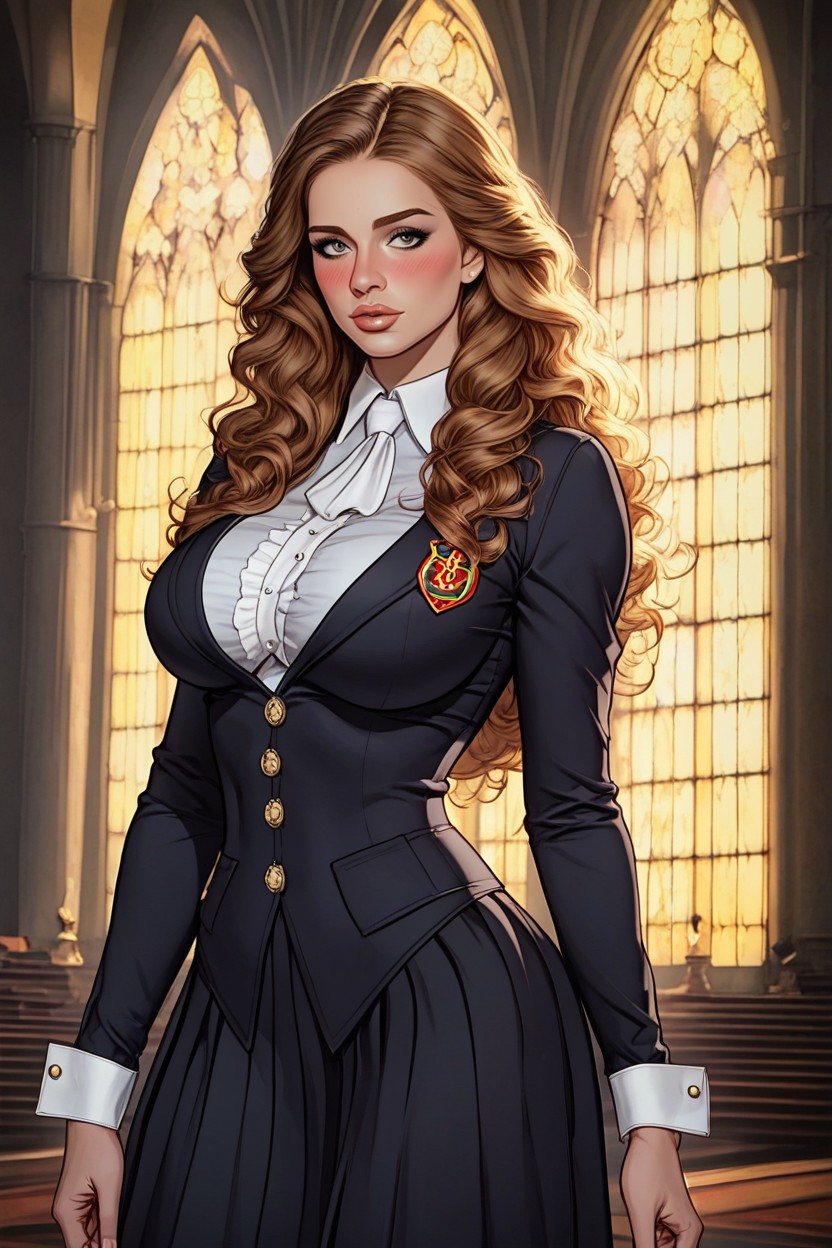 Wearing Black Hogwarts Uniform, 25+, Fully Clothed AI Porn