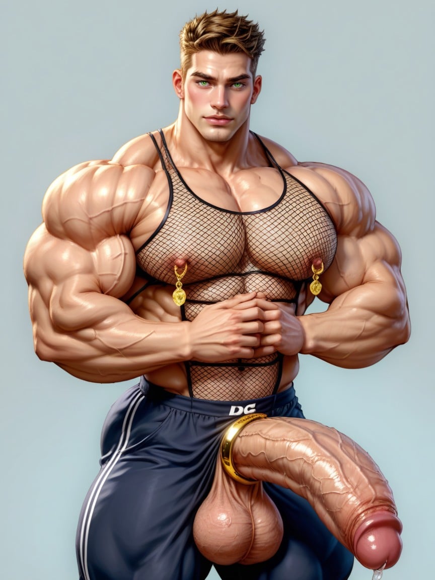 Big Hard Nipples, Exposed Upper And Lower Body, Massive AI Gay Porn