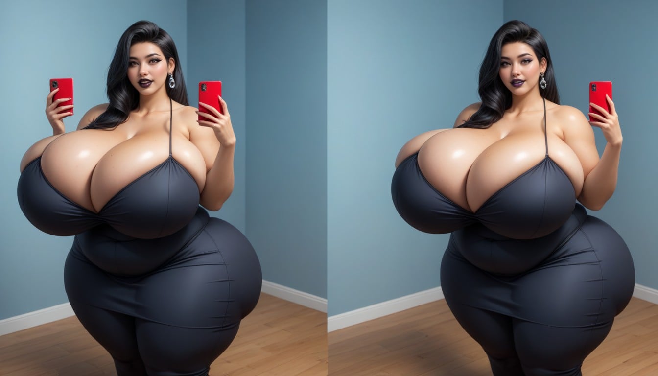 Selfie, The Most Perfect Sexy Thick Plump Very Fat Asian American Woman, Escote Porno BBW IA