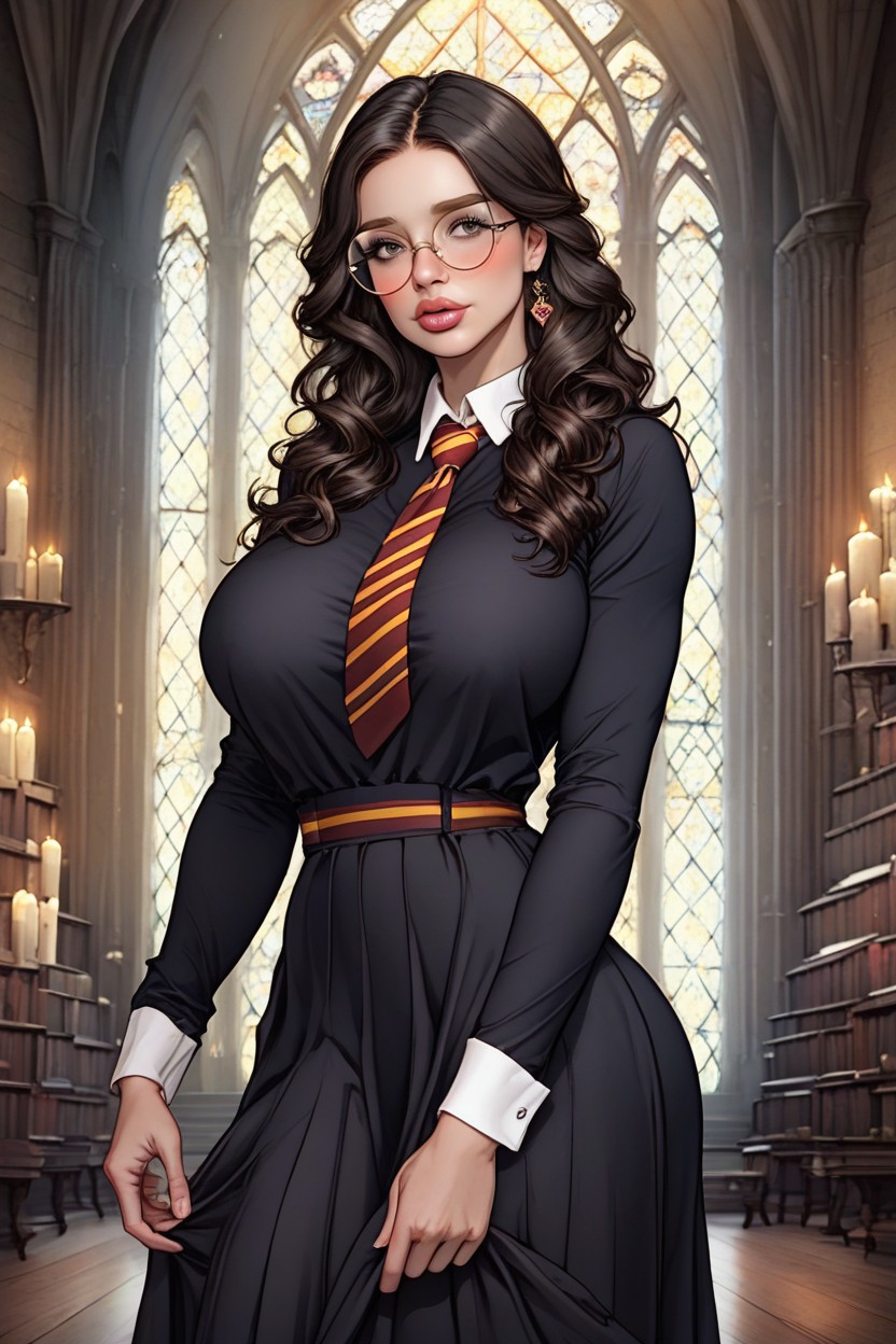 Dark Hair, Puffy Lips, Palace Background AI Porn