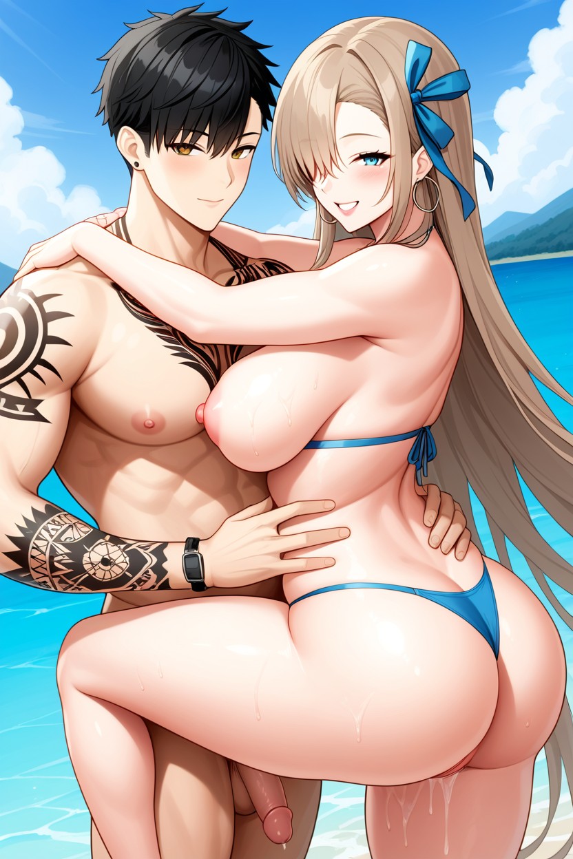 Medium Breasts, Super Sexy Bikini, Woman Looking At Man Hentai AI Porn