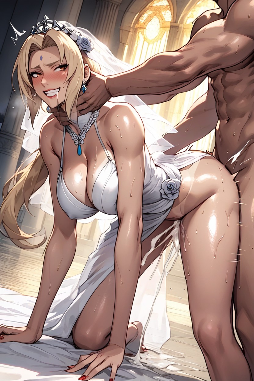 Excessive Gold Jewelry, Wedding, Side View Hentai AI Porn
