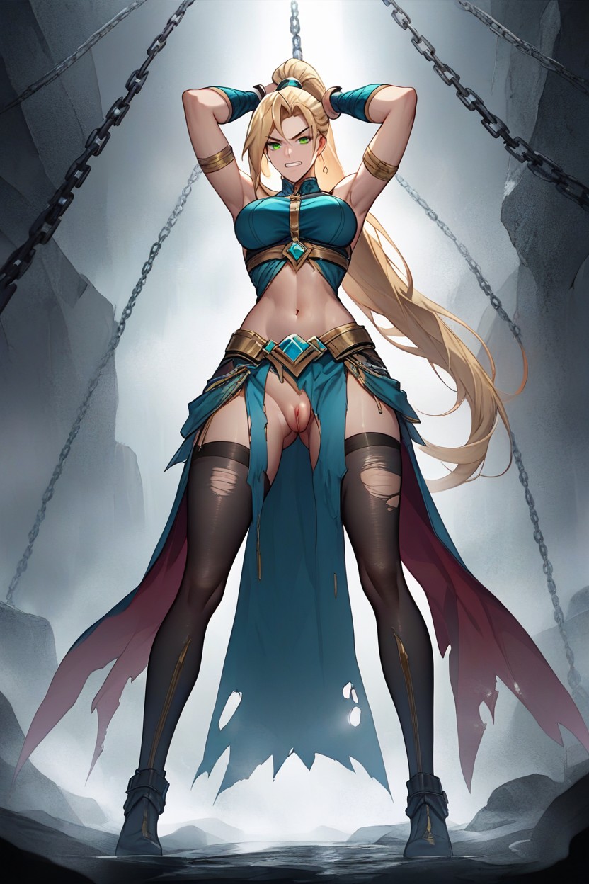 Black Thighhighs, Angry Face, From Front Hentai AI Porn