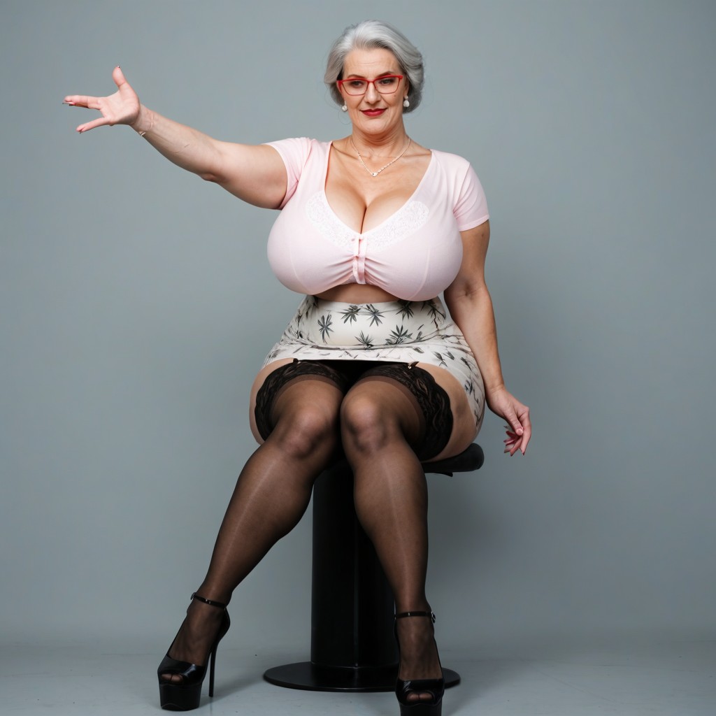 White Hair, Sitting Down, Cathy Canuck AI Porn