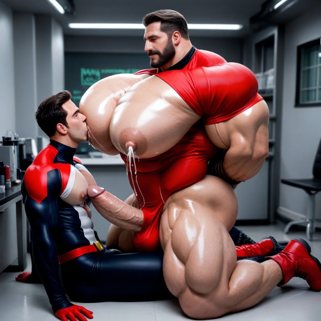 Groping Nipple, Omni Man Kneeling, Huge Arms AI Gay Porn