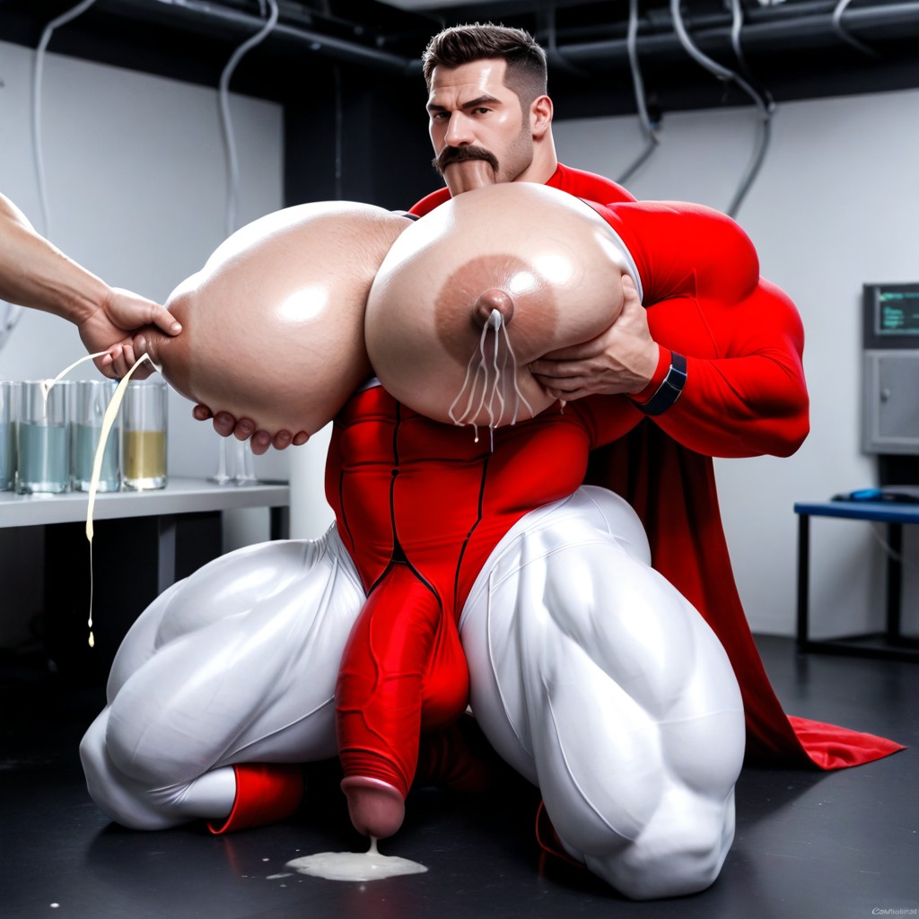 Extremely Large Ass, Body Hair, Another Man Grabbing Omni Man's Boobs AI Gay Porn