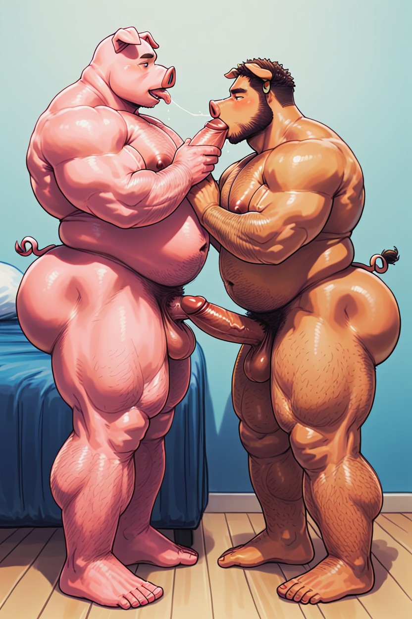 Pink Skin, Pig, Round Belly Furry AI Porn