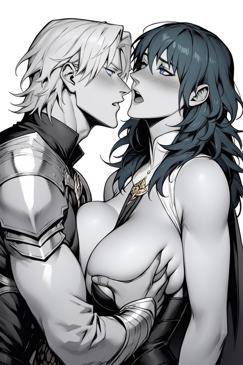 Motorboating Byleths Titties, Face To Boobs, Mans Face Between Byleths Breast Cleavage Hentai AI Porn