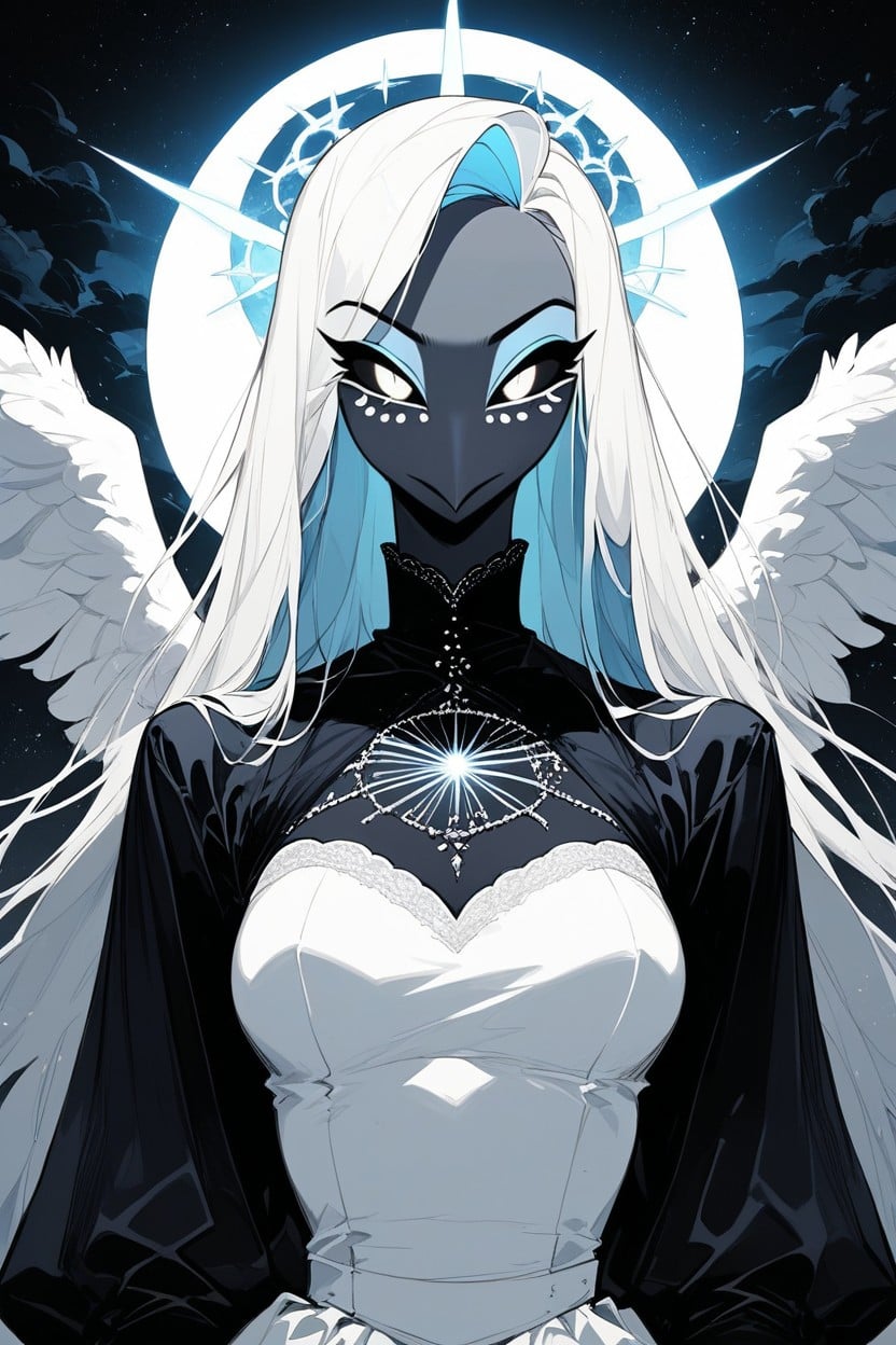 White Eyes, Hazbin Hotel Artstyle, Close Up View Furry AI Porn