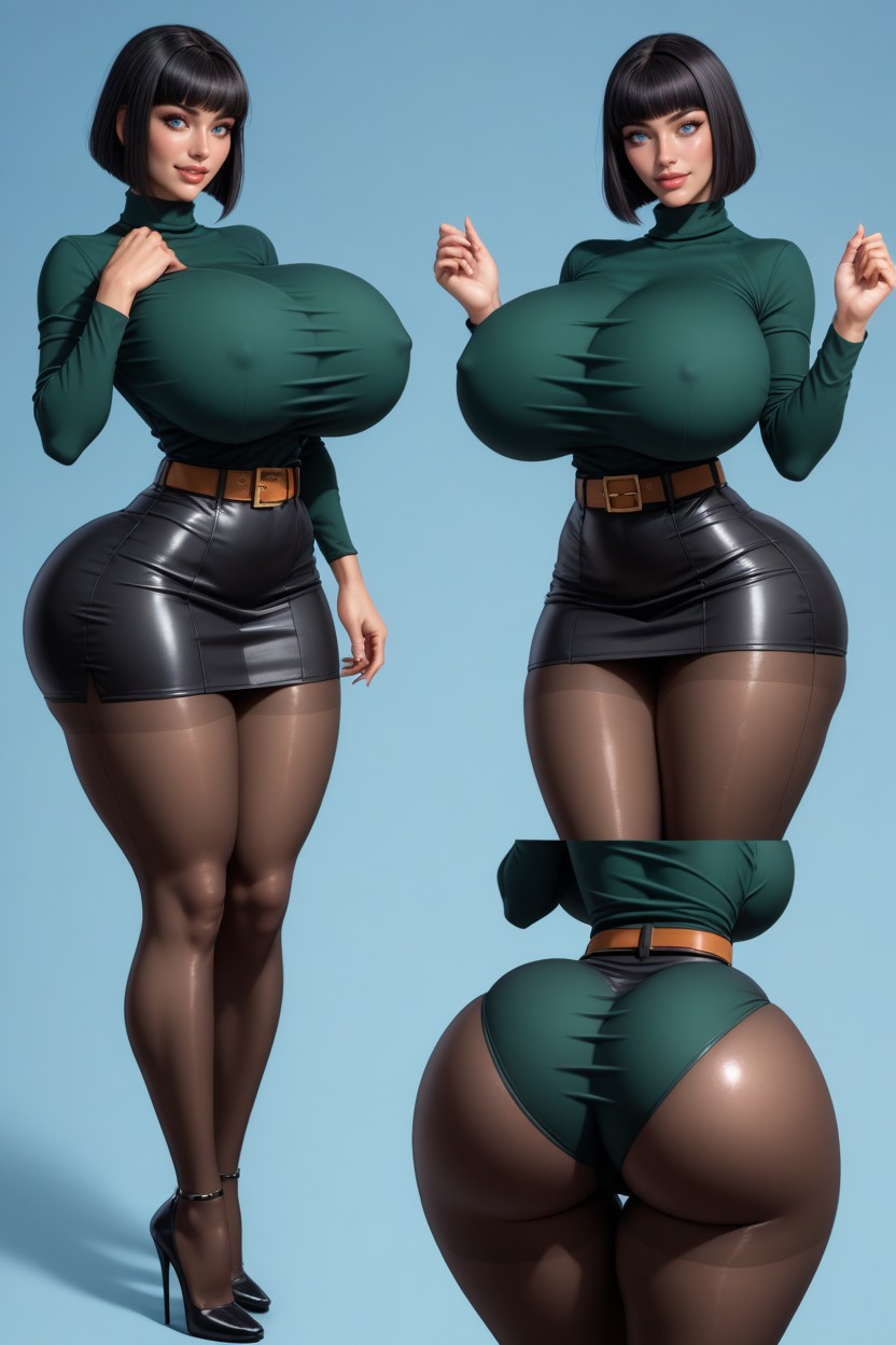 Brown Pantyhose, Extremely Shoulders, Bubble Butt AI Porn