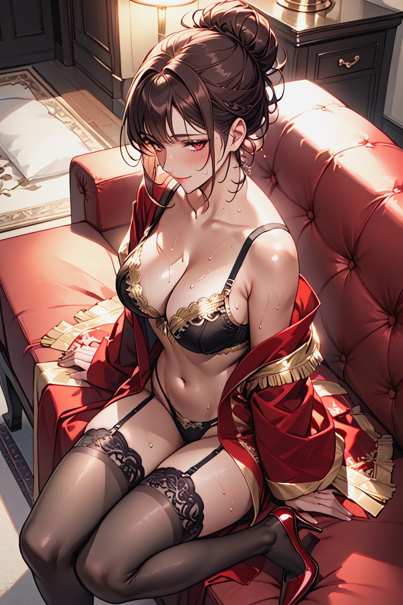 Sweaty, Slicked, Brunette Hentai AI Porn