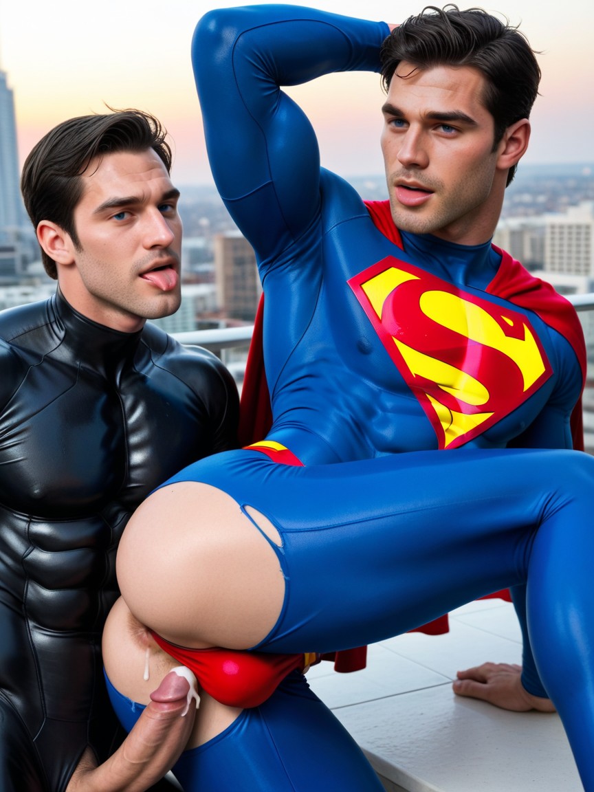 Men Only, Superman Gets A Rimjob, Superman Has Black Hair And Blue Eyes AI Gay Porn