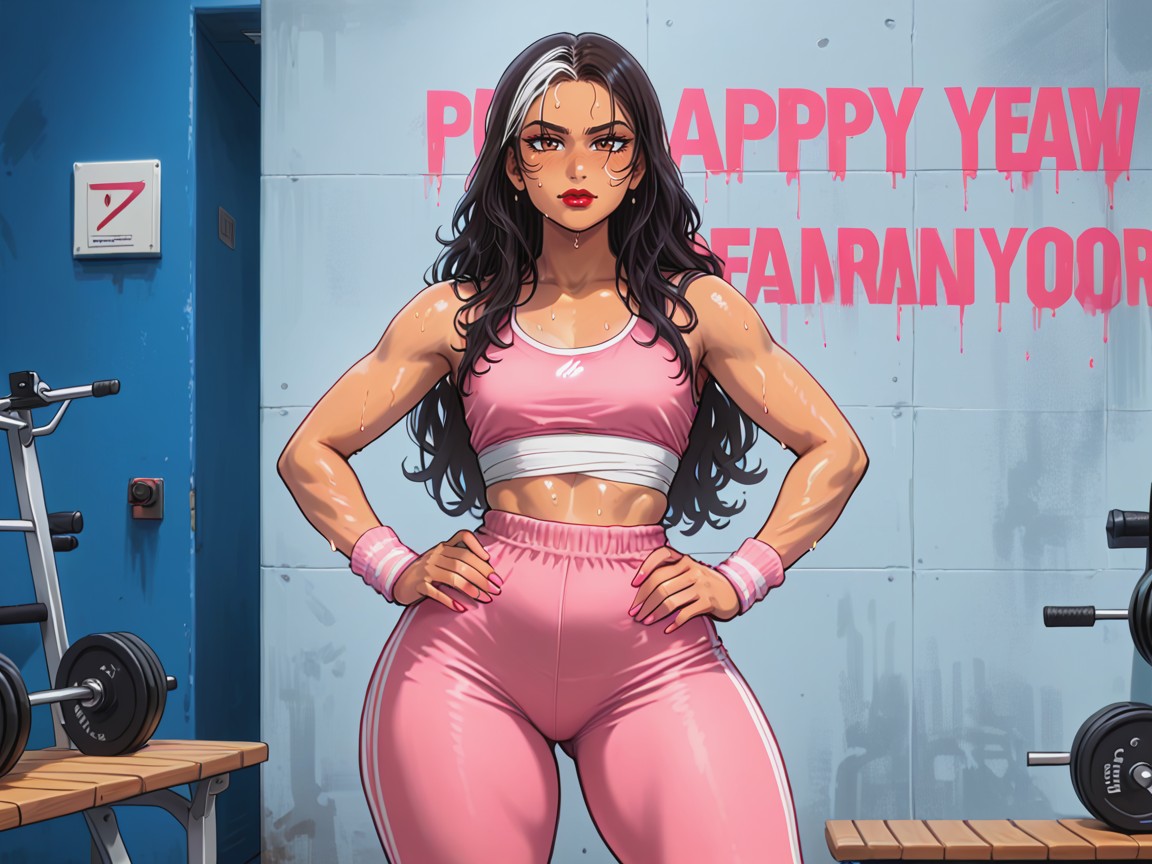 Pink Nails, One Latina Woman, High Contrast Colors Hentai AI Porn