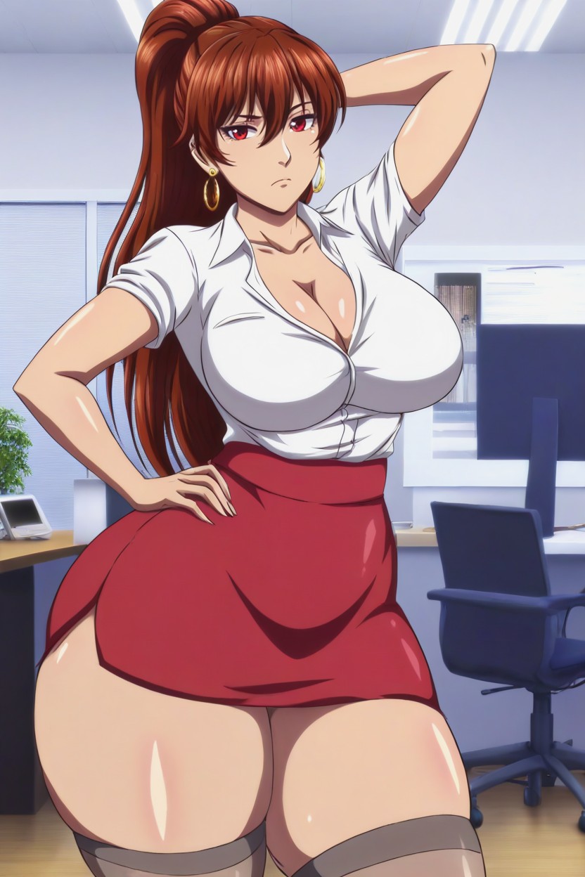 Thighs Exposed, Dark Brown Hair, Pov Hentai AI Porn