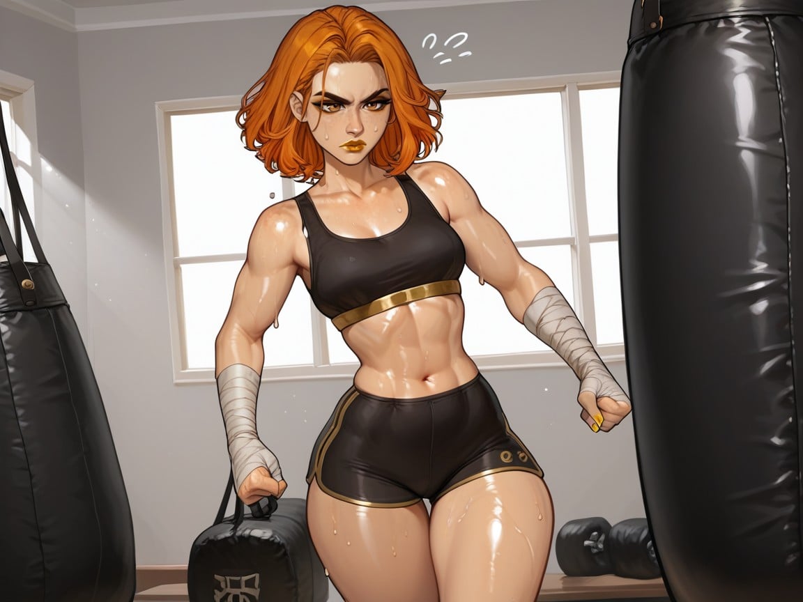 Culo Mediano, Gold Silk Hand Wraps, Boxing Trainer Porno latina IA