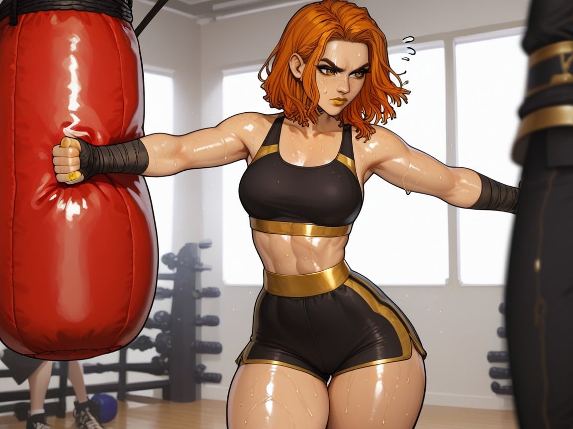 Sleek Legs, Medium Breast, Gym Location Latina AI Porn