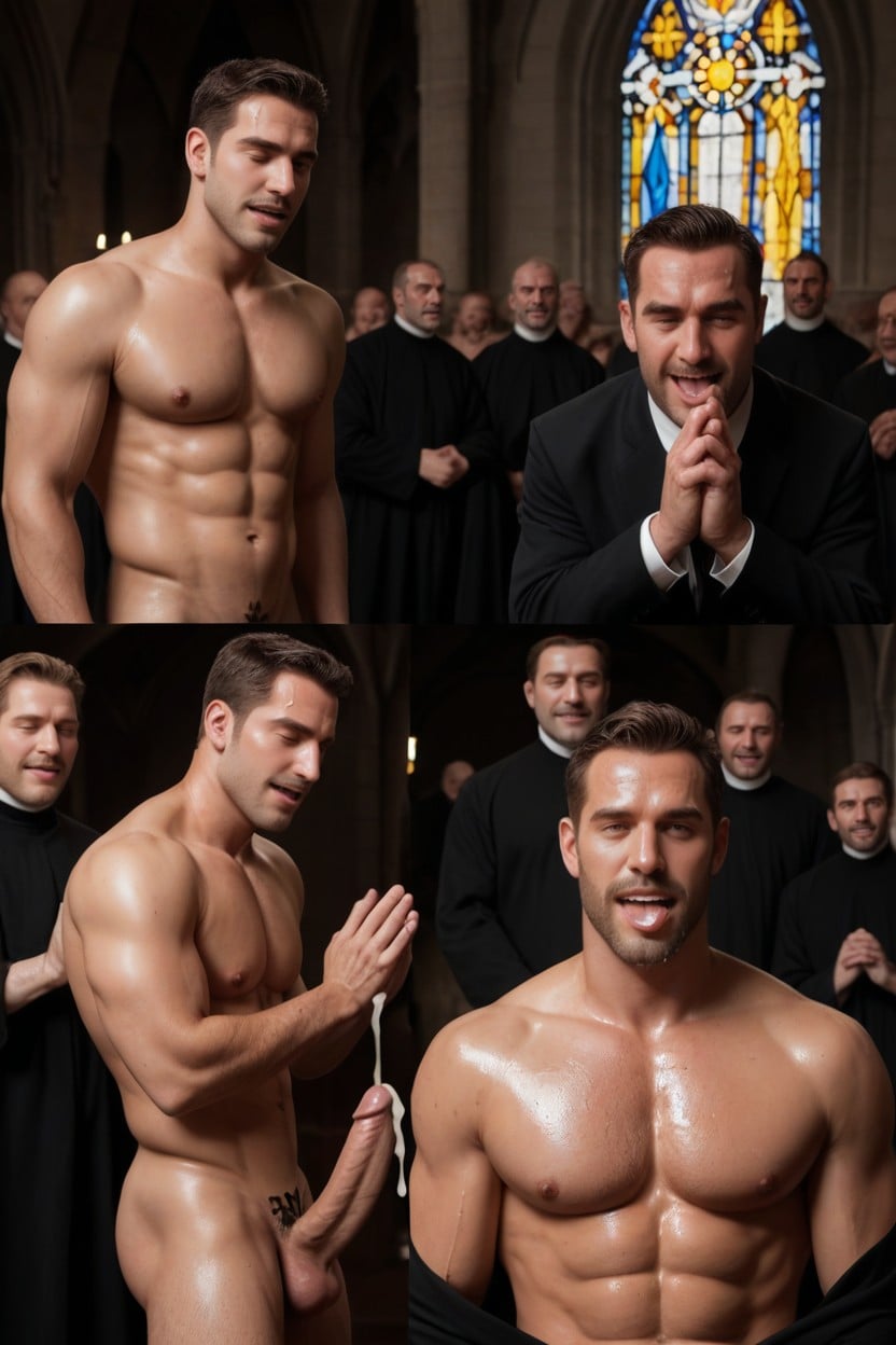Tattoo, Praying, Religious Statues AI Gay Porn