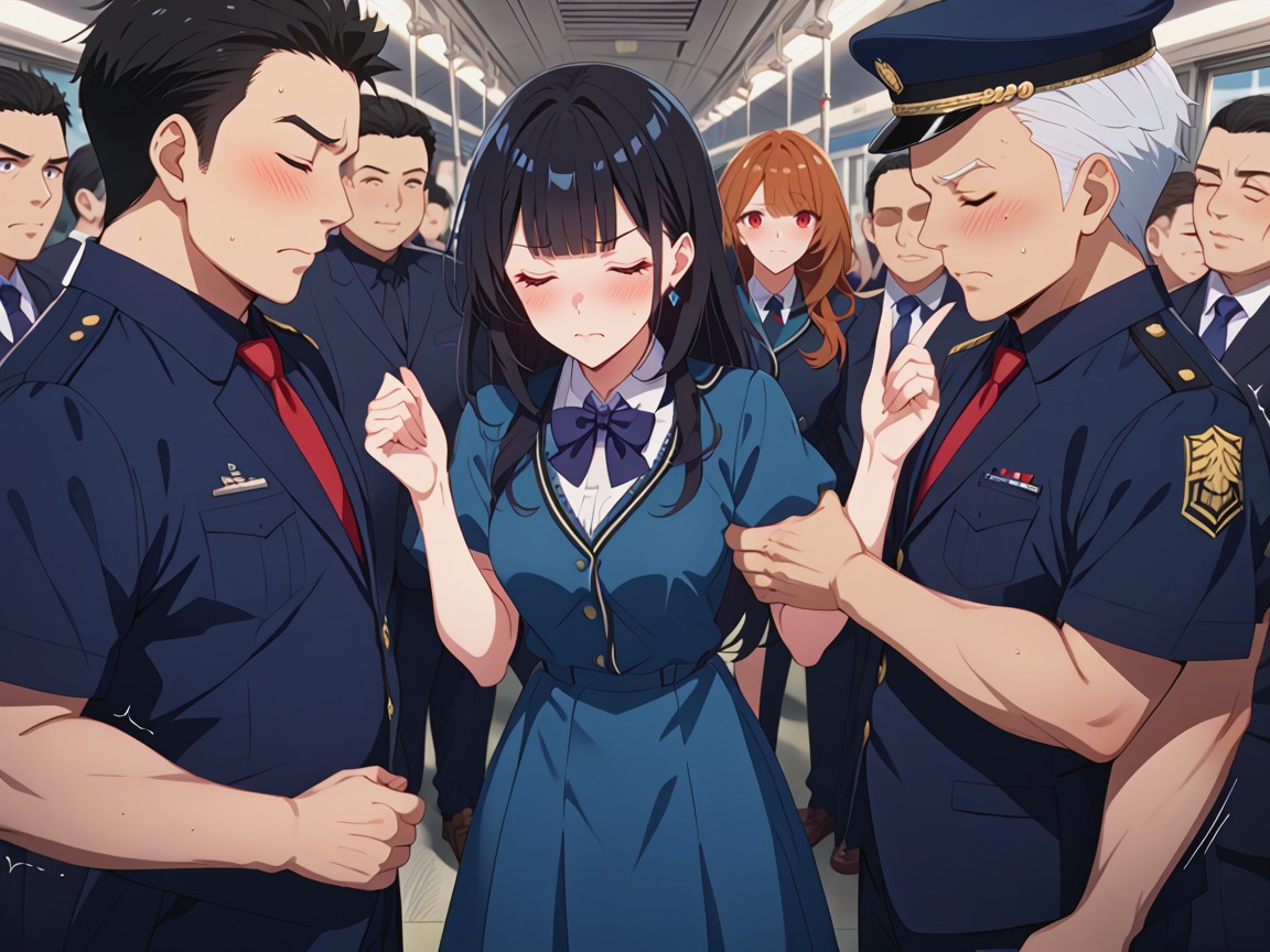 Gigantic Massive Overwhelming Cock, Navy Blue Tartan Skirt, Navy Blue Bowtie Hentai AI Porn