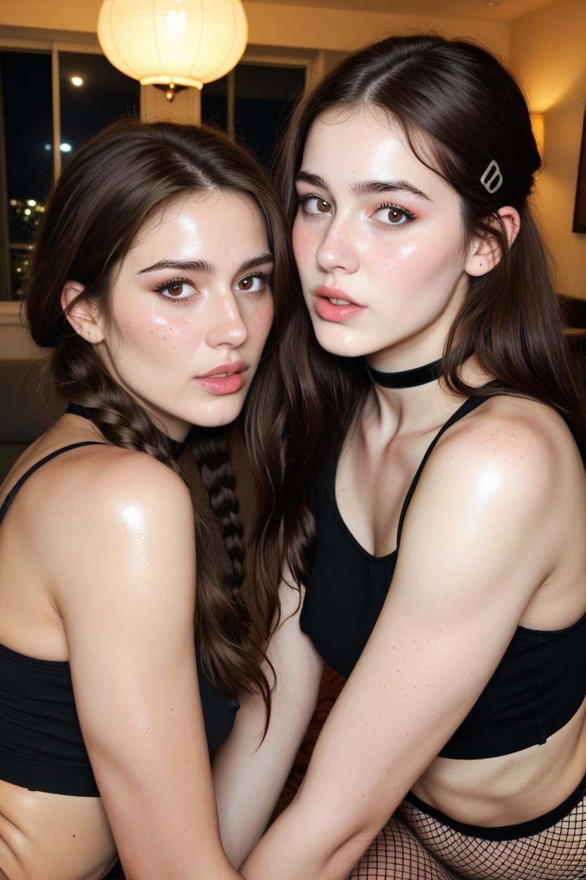 One Eyebrow Up In Curiosity, Black Choker, Blushing AI Porn