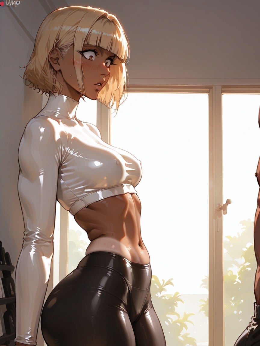 Blushing, Extremely Body, Mans Face Out Of View Hentai AI Porn