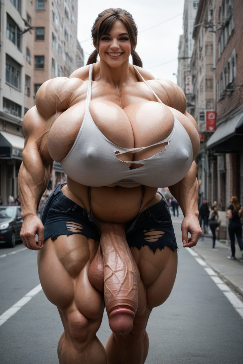 Muscular Female, Ponytails, Toned Muscles Shemale AI Porn