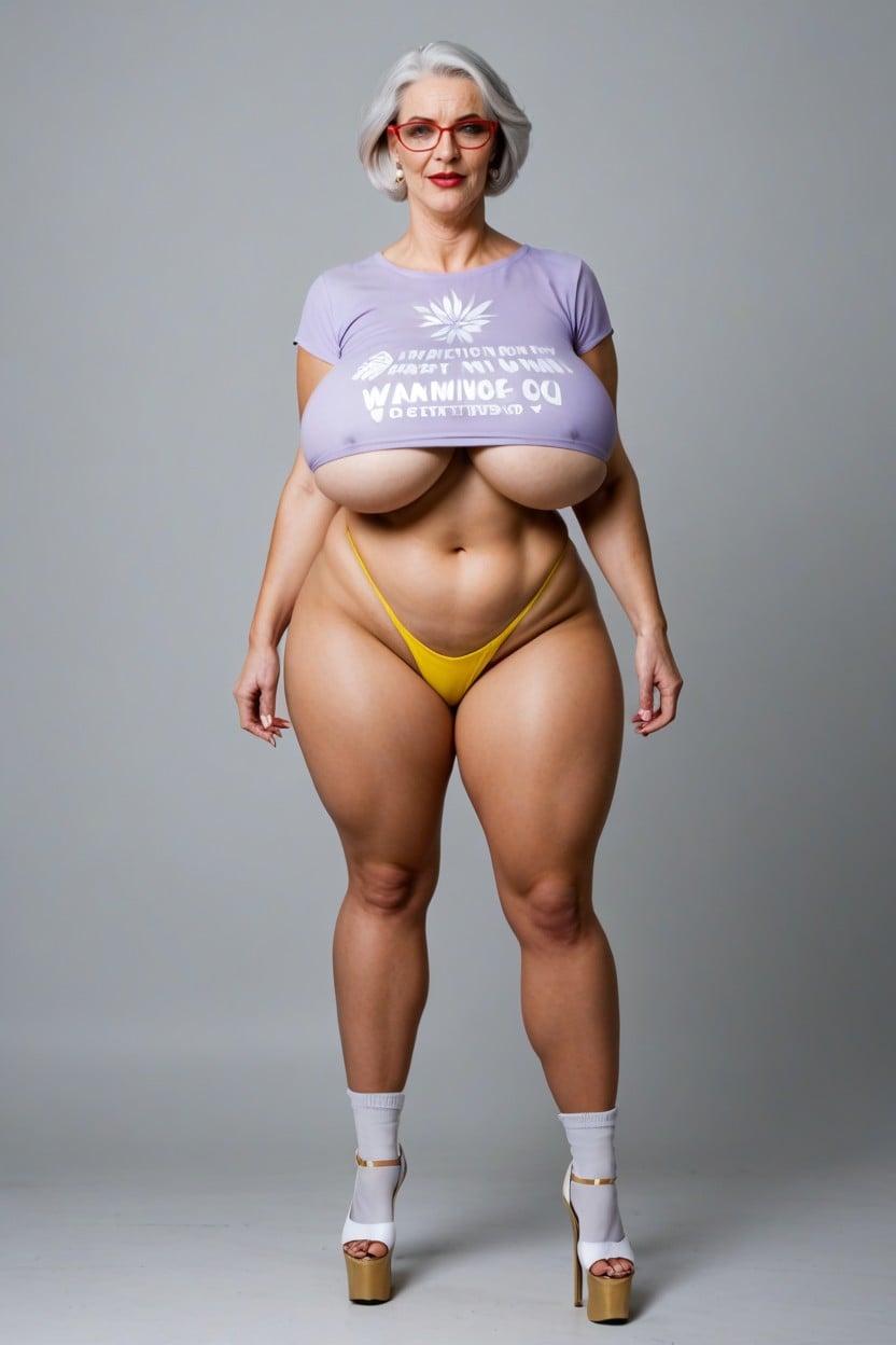 Standing, Yellow Thong, Cathy Canuck AI Porn