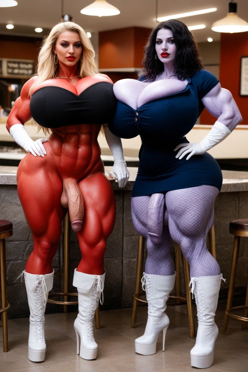 18+, Beautiful Amazon Futanari, Purple Skin Shemale AI Porn