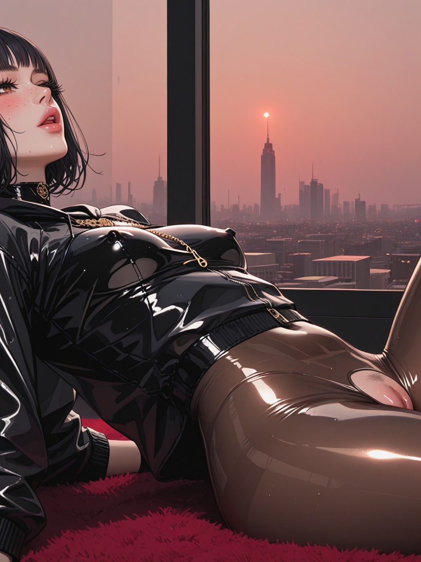 Moaning While Blushing, Window With View, Ultra Detailed Hentai AI Porn