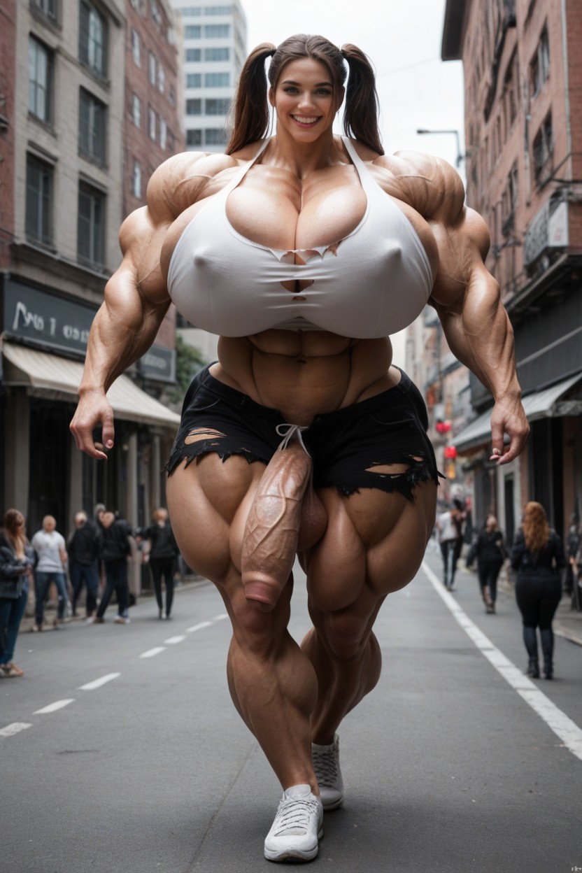 Colossal Tall Futanari, Gigantic Enormous Biceps, Veins Shemale AI Porn