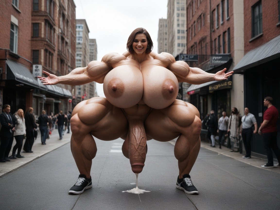 Giantess Futanari, Colossal Tall Futanari, 2 People Shemale AI Porn
