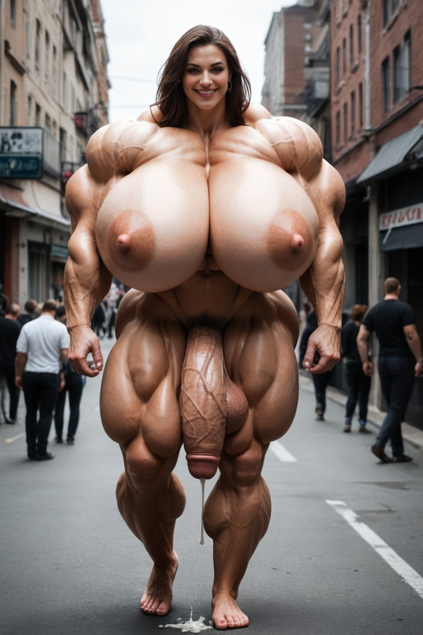 Hyper Testicles, Foreskin, Looking At The Viewer Shemale AI Porn