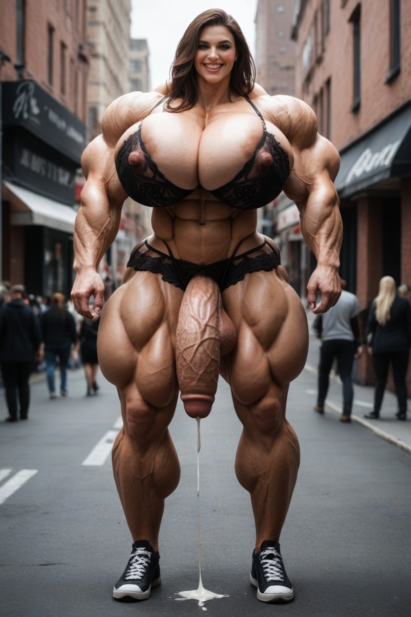 Toned Muscles, Muscular Woman, Mischievous (smiling While Blushing) Shemale AI Porn