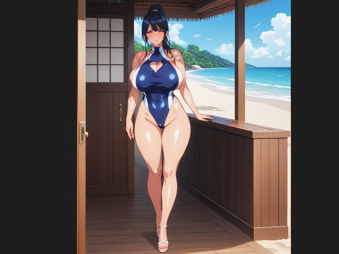Full Body, Ponytail, Japanese Hentai AI Porn