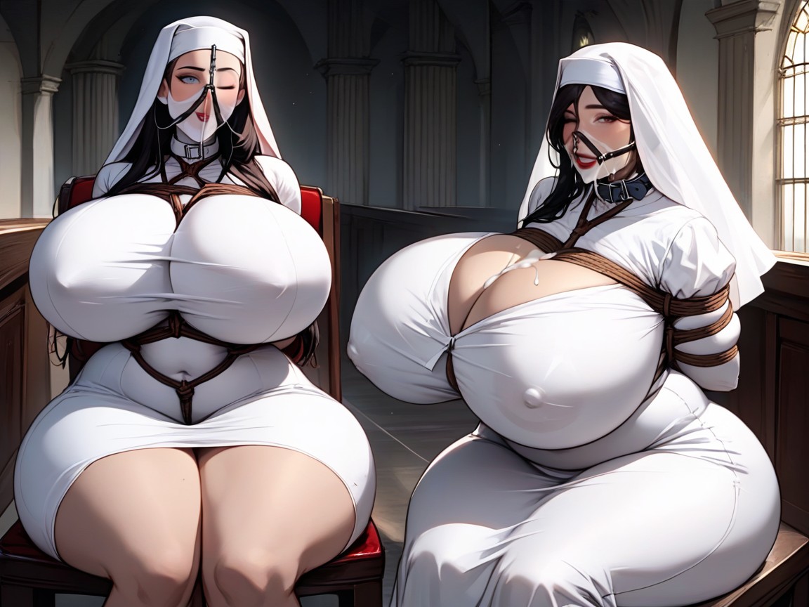 Form Fitting Clothes, Cum On Everywhere, Arm Tied Behind Back,sitting In The Chair, Tied Tits AI Porn