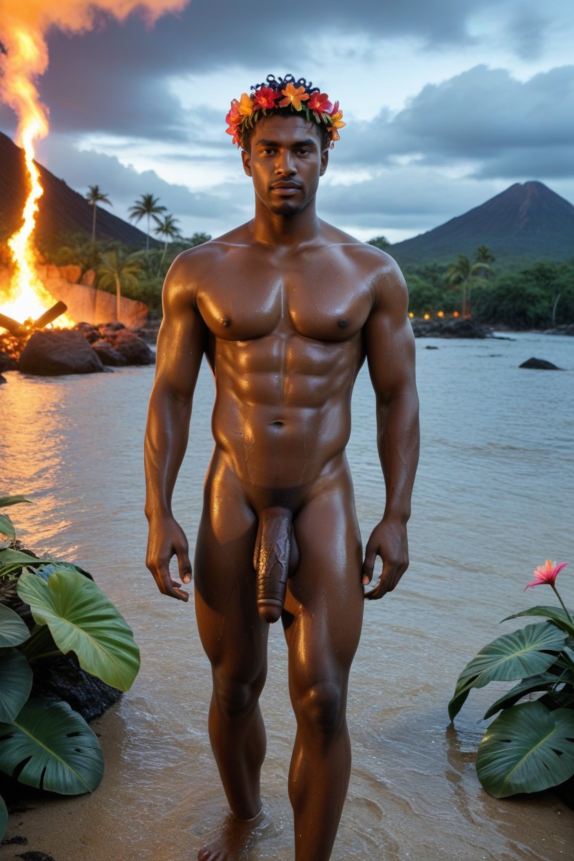 Hawaii, Night View, Thick Cock AI Gay Porn